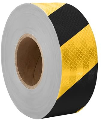DC VOLTAGE Yellow And Black High Intensity Reflective Tape 5cm Wide 25m Long Roll Waterproof Durable Prismatic Safety Tape For Hazard Marking Vehicle Signage Construction Barriers Outdoor Visibility
