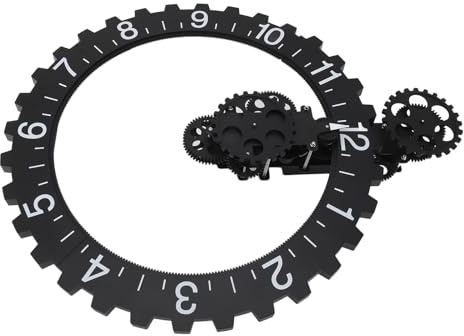 3D Moving Gear Clock, Enkelsidig Mekanisk Växel Roterande Timhjul Väggkonst Dekorativ Klocka för Hemmet i Vardagsrummet (BLACK)