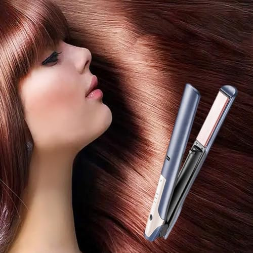 Plancha de pelo inalámbrica 2 en 1 y rizador de pelo recargable de viaje, mini plancha portátil con 4 temperaturas ajustables, calentamiento rápido
