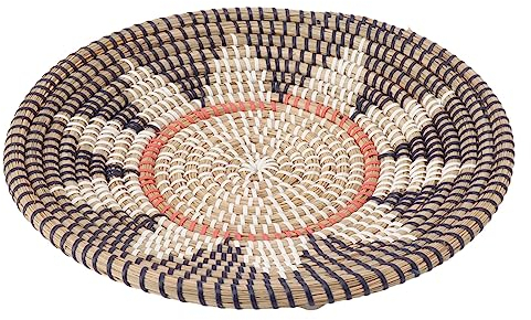 HWGING Runde Gras-Wandornamente, 35 Cm Durchmesser, Handgestrickte Hängende Gewebte Wandkörbe Wohnzimmer, Küche (Typ 2)
