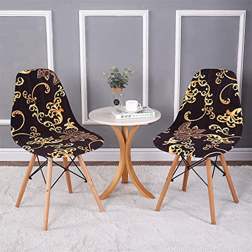 Hiseng Stuhlhussen, Schalenstuhl Bezug, Stretch Stuhlbezug für Skandinavische Stühle, Waschbar Hussen für Stühle, Stuhlbezüge für Hotel, Restaurant, Hochzeit, Partys Deko (8 Stücke,Blumenrebe)