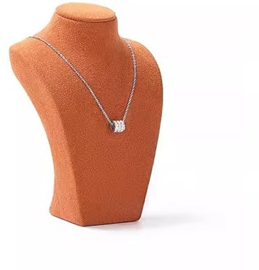 VIQUTRG Expositor Collares Maniquí de exhibición de joyería naranja, soporte de exhibición de busto con textura de microfibra para organizador, soporte en T para encimera (Size : 2)