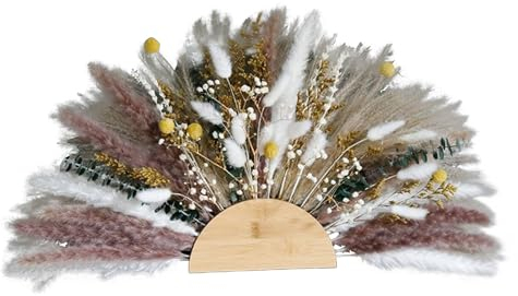 ZHDOKA Fächerförmiger Gemischter Trockenblumenstrauß, Hasenschwänze, Getrocknete Blumen, Konserviertes Pampasgras, Dekor, Getrockneter Schilfgrasstrauß, Echte Blumenarrangements für Zuhause, Tischdeko