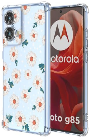 XINYEXIN Funda para Motorola Moto G85 Flores Floral Patrón Slim Antigolpes Transparente Carcasa Suave TPU Bumper Clear Case - Daisy