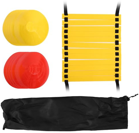 Xptieeck Sport-Geschwindigkeits-Agility-Trainingsset mit 10 Scheibenkegeln und Agility-Leiter für Fußball, Basketball, Rugby, Bahn