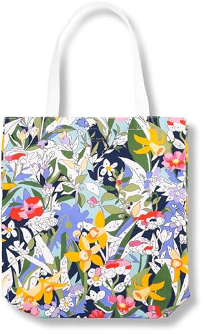 kate spade new york Canvas Tote Bag for Women, Cute Tote Bag for Work or Teacher, Canvas Beach Bag, Book Tote with Pocket, Paint By Numbers, S
