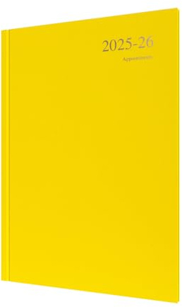 Collins 'Essentials' 12 Month Mid/Academic Year Planner, July 2025-July 2026 - ESSA43M.45-2526 -Week-to-View Appointments Diary, A4 Hard Cover, Yellow