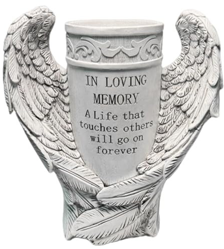 Cemetery Vases For Grave, Cemetery Vase, Memorial Grave Vase with Spike Angel Grave Flower Holders Resin Cemetery Decorations for Cemetery Headstone, Grave Decorations For Cemetery