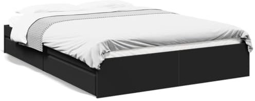 Xichuzi Bettgestell mit Schubladen Schwarz 150x200 cm Holzwerkstoff, Bett, Jugendbett, Schlafzimmer Bett, Bed Frame - 3280651