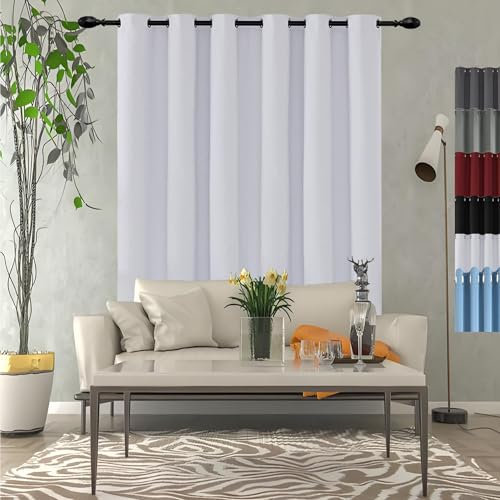 GOUSUN Abdunklungsvorhang 75 x 190 cm Verdunkelung Blickdicht Luftig Fadenvorhang mit Stangendurchzug Thermovorhang Gegen Kälte für Schlafzimmer, Weiß