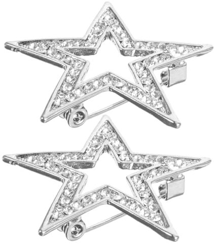 VALICLUD 2stücke Stern Brosche Für Damen Strass Anstecknadel Modischer Schmuck Für Schal Kleid Business Hochzeit Valentinstag Muttertag Langlebig Elegant