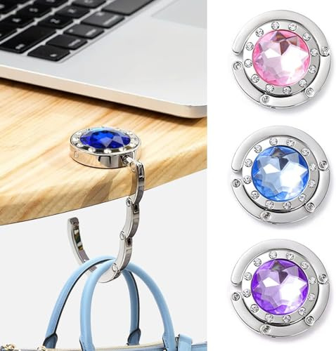 Generisch Taschenhalter für Tisch 3 Stück, Faltbare Antirutsch Handtaschenhalter Tisch Haken - Taschen Aufhänger - ATaschenhalter für Tisch, Geschenkidee Gadgets für Frauen (3PCS-B)