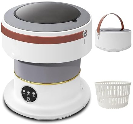 Ujjdwiurgh Lavatrice portatile, pieghevole e portatile, lavatrice portatile pieghevole da 8 litri con centrifuga, facile installazione, presa UE