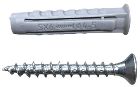 VITFER Kit 100 Tasselli Fischer SX 6 + 100 Viti Panelvit 4.5x35 mm | Fissaggi per Muro, Legno, Cemento | Tasselli Universali con Viti Zincate | Uso Interno ed Esterno 200 Pezzi