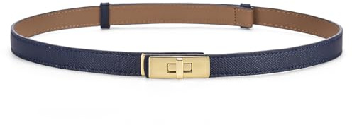 HATOFES Verstellbarer Skinny-Ledergürtel für Damen, solide Legierung, Drehverschluss, schmal, dünner Taillengürtel, Taillenbund, dekorativer Gürtel für Kleider, Jeans, Hosen