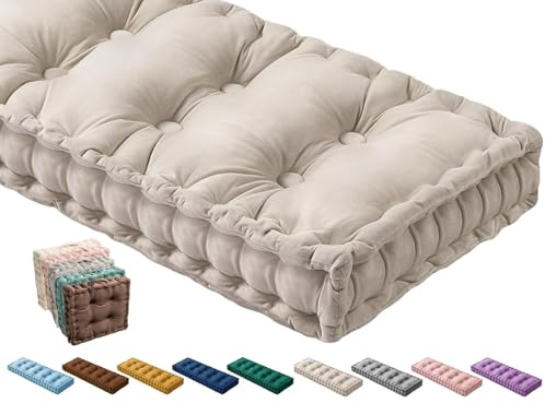 Terciopelo Cojines para Bancos de Terraza 80x40/110x50 Cojín de Banco de Jardin Cojín de Asiento Exterior Interior para Zapatero, Sofá, Patios, Sillas Largas, Columpios Muebles(Color1,100x40x10cm)