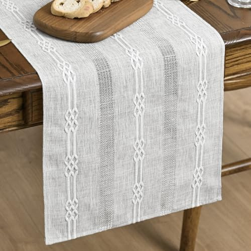 Artoid Mode Stile Rustico Casa di Campagna Grigio Chiaro Runner da Tavola 33x183 cm, Cucina, Tavola per Compleanno, Vintage, Decorazione per Interni, Festa, Vacanza