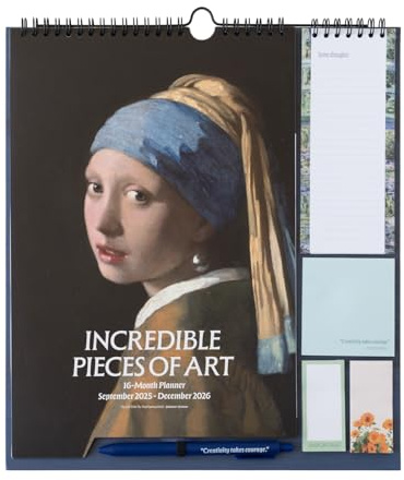 Calendario Familiar 2026 Arte - Calendario 2026 pared : Planificador mensual | Incluye Pegatinas, Notas Adhesivas y Cuelga Fácil [16 MESES]