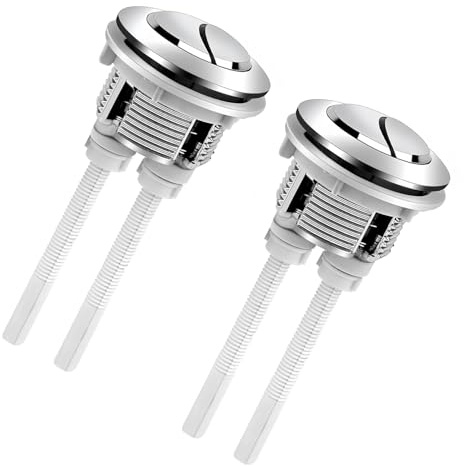 2 Pack 38mm Toilet Push Button Flush Replacement,Toilet Dual Flush Push Button,Flushing Dual Rod Chrome Push Cistern Standard Part Accessories for Bathroom Toilet Water Tank Repair