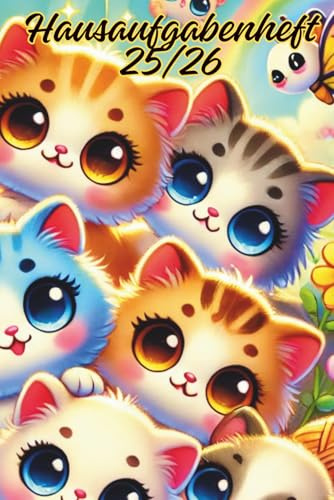 Hausaufgabenheft Katzen Motiv – Schülerkalender fürs ganze Jahr: Organisationsheft mit Wochenübersicht, Stundenplan & Platz für Notizen