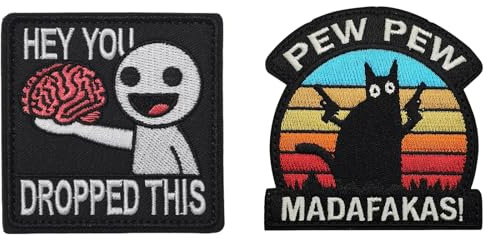 Iirlvior Lustige Cartoon Katzen Aufnäher, Schwarze Katze Stickerei, Moral Stickerei Taktische Klettverschluss, Patches Klett, DIY-Applikationen für Kleidung Rucksack Mütze Hundegeschirr