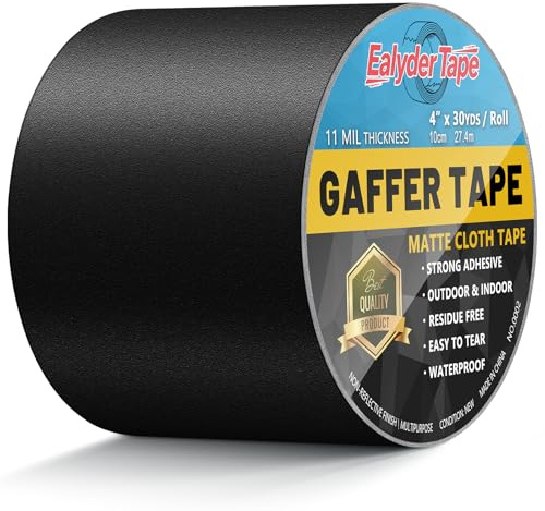 1 Rollo Cinta Gaffer Negra Ancha 100mm x 27,4m Impermeable Sin Residuos