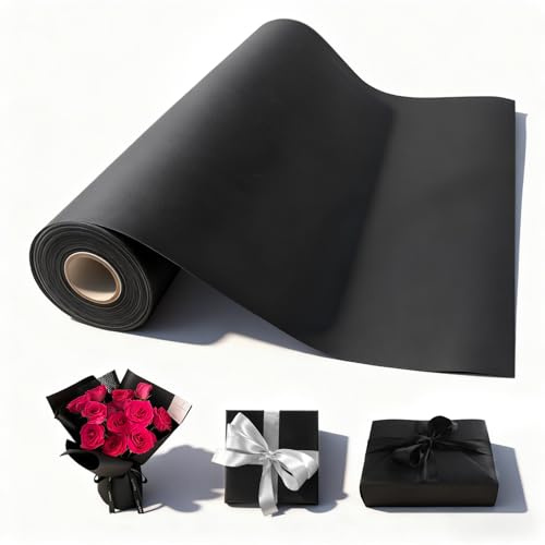 Geschenkpapier Schwarz Packpapier Rolle 30m X 38cm Kraftpapier Einfarbig Mattes Krepppapier Schwarzes Wrapping Papier für Kunsthandwerk Verpackungen
