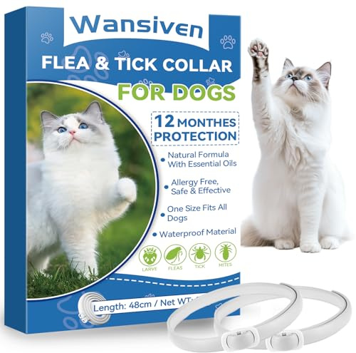 Wansiven Collare Antiparassitario Per Gatti, 48 cm Con Oli Essenziali Naturali, Collare Antizecche Resistente All'acqua per Tutti i Gatti, Protezione Efficace per 12 Mesi (2p)