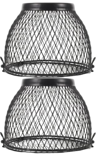 YARNOW Protection pour Lampe Chauffante en Métal Noir pour Reptiles et Poussins, Installation Facile, Entretien Simple, Lot de 2 Pièces