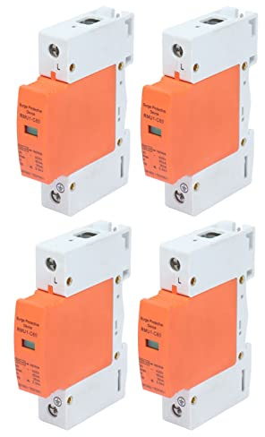 EIMSOAH DIN-skena överspänningsskydd 1P 420V AC överspänningsskydd för Elsystem i Hemmet 20kA 40kA 60kA RMU1-C-serien med Rödgrön Indikatorfönster Modulär Design (Imax: 60kA)
