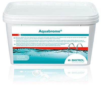BAYROL Aquabrome 5 kg - Pastilles de Brome 20g - Dissolution Lente & Traitement Longue durée - Désinfection sans Odeur de Chlore - Aussi Efficace Que Le Chlore - Haute tolérance au pH - Brome Piscine