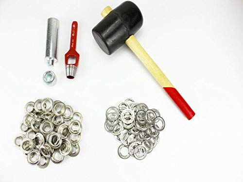 Profi Hammer Ösenset 20mm + 50 Ösen Messing NIckel DIN 7332 + Ösenwerkzeug