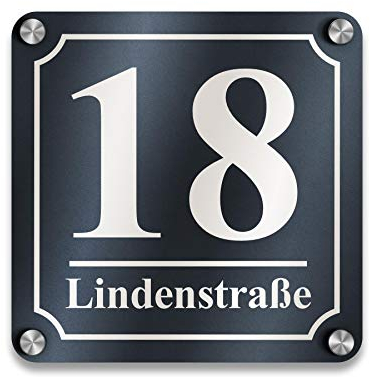 Metzler Hausnummer Anthrazit aus Acrylglas, personalisiertes Hausnummernschild, kratzfeste Hausnummer, UV- und witterungsbeständig, einfache Montage inkl. Befestigungsmaterial, Maße: 195x195mm
