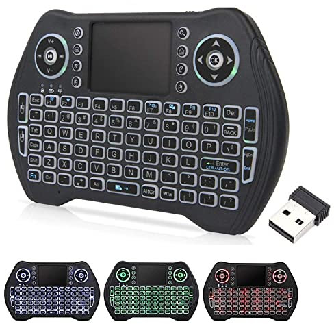 Mini Wireless Keyboard Backlit With Touchpad Mouse Combo and Multimedia Keys 2.4G Mini Keyboard Handheld Remote for Android TV Box,HTPC,PS3,PS4,Windows PC,Smart TV,Tablet