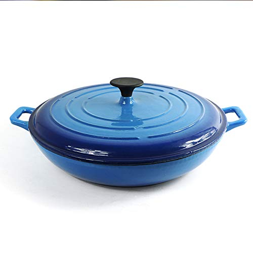 LTLWSH Redonda Baja de Hierro colado esmaltado Cacerola Colado Esmaltado, Hierro Fundido, Azul Navy, 32 cm