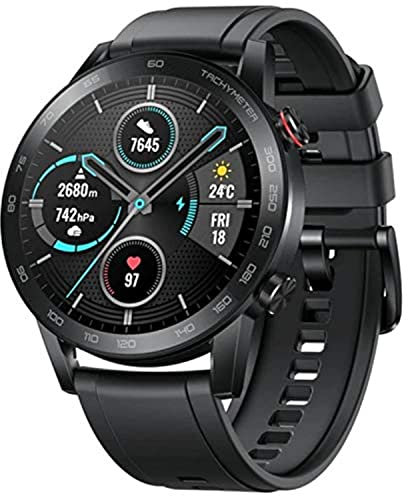 HONOR Magic Watch 2 Montre Intelligente Homme 46mm, Bluetooth, Moniteur de Fréquence Cardiaque, Spo2, 14 Jours en Veille, GPS, 5ATM, Sport Fitness, Noire