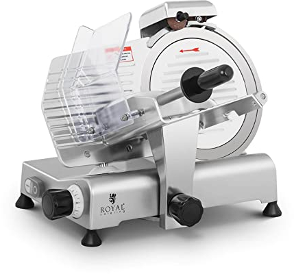 Royal Catering Affettatrice Elettrica Affettatrice con Affilacoltelli RCAM-250E (Ø 250 mm, 0-8 mm, 150 W, 480 giri/min)