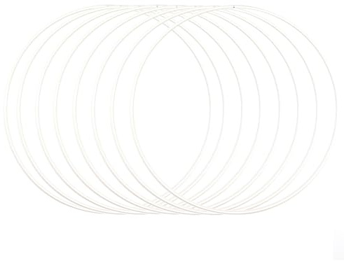 Vaessen Creative Metal Set for Crafts, 8 Pieces, White, 25 cm or 9.8 in Diameter, 3 mm Thick, Dream Catcher Hoop, Wreath Ring for Macrame Wall Hanging, Crochet, Boho Décor or Wedding Decorations