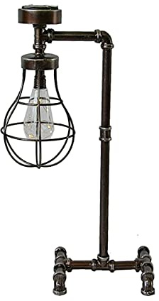 Solar Stehlampe aus Gusseisen im Rohr Design - Vintage Garten Leuchte 57 cm - Industrial LED im Retro Stil