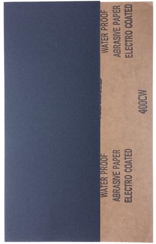 YoiYee Fogli di carta vetrata a grana 400, 23 x 9,5 cm, rotolo di carta abrasiva fine per legno, metallo, plastica, vetro, pietra e levigatura da parete, confezione da 10