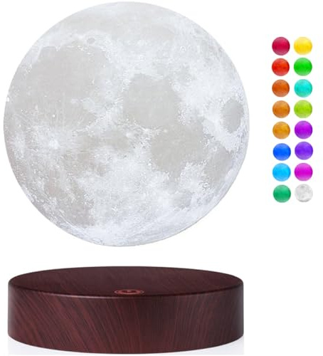 VGAzer mond lampe 3D Druck magnetschwebende mondlicht Lampen Rotierende Schwebende Mondlampe für Zuhause, Büro Decor (Dunkles Holz)