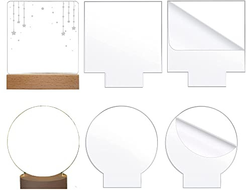 4 Stück Quadrate Acrylplatte Acryl Blätter Runde DIY Acrylic Painting Platte Transparent Acryl Platten 2 mm für Leichte Basen Projekte Handwerk Lieferungen Schilder Medaillen Bildrahmen Malerei