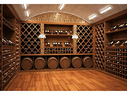Aoihrraan 3x2m Vin Cave Toile de Fond Vintage Luxe Cave Privée Bois Meuble de Rangement Chambre Intérieur Photographie Fond Famille Carnaval Fête Décor Adultes Artistique Portrait Photo Props