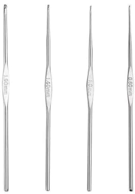 Häkelnadel Set, 4 Stück Edelstahl Stricknadeln, Tunesische Häkelnadel, für Anfänger Oder Profis