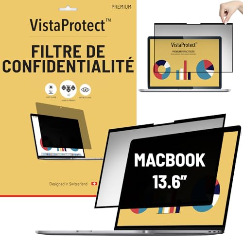 VistaProtect Premium Blickschutzfilter & Anti-Blaulicht-Filter. Magnetisch Displayschutzfolie für Apple MacBook Air 13 M2/M3/M4/M5 (13.6 - 2022+)