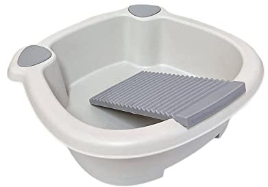 Sharplace Planche à laver pour lavabo, seau à laver à la main, bassin avec planche à laver, GRISE