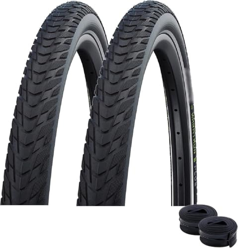 2 x Schwalbe Marathon E-Plus Smart D-Guard E-50 Schwarz-Reflex 50-584 + 2 x Schwalbe Schläuche SV19 inkl. Reifenheber