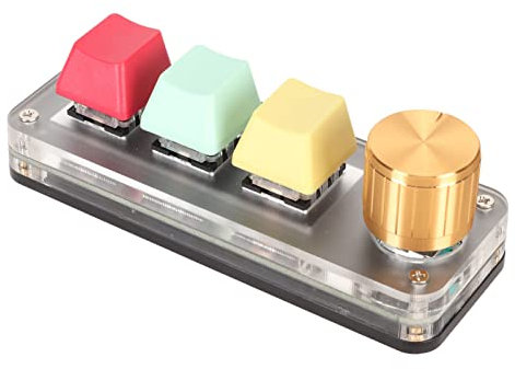 Lazmin112 USB Mini 3 Key Keypad, Programmable Mechanical Keyboard, Type C Wired One Handed Copy Paste Keyboard, with 1 Knob, Blue Switch, for Office Gaming Music (Colorful)