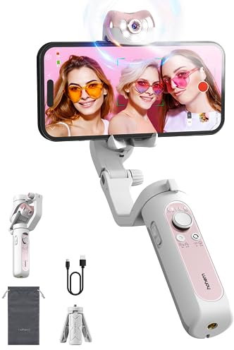 hohem iSteady V2S Smartphone Gimbal, 3-Achsen Handy Gimba mit AI Tracking, Tragbar und Faltbar, Android und iPhone Gimbal mit Fülllicht, Gimbal Stabilizer für Vlogging/YouTube/TikTok
