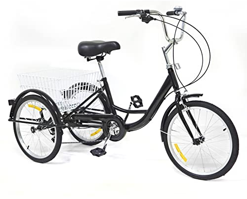 EurHomePlus 20 Zoll Dreirad für Erwachsene Dreirad 8-Gang 3 Räder Fahrräder Trike mit Korb für Unterhaltung, Einkaufen oder Bewegung verwendet Werden